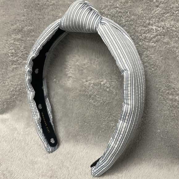 Lele Sadoughi Seersucker Slim Knotted Headband Sky Blue
